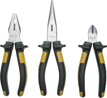 Набор губцевых инструментов KRAFTOOL&quot;KRAFT-MAX&quot;, Cr-Mo, маслобензост двухкомп. рукоятки, повыш износостойкость, 3предм 22011-H3 купить в Губкинске