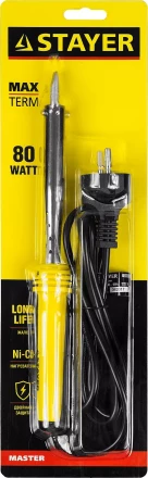 Паяльник STAYER &quot;MASTER&quot; с пластмассовой рукояткой и долговечным жалом, 80 Вт, клин 55305-80 купить в Губкинске