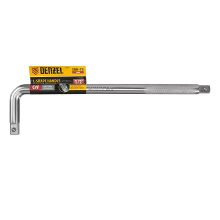 Вороток Г-образный, 300*75 мм, квадрат 1/2&quot;, CrV, матовый хром Denzel 14064 купить в Губкинске