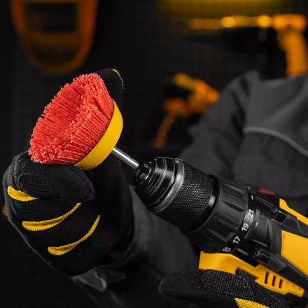 Щетка для дрели, 75 мм, Чашка, со шпилькой, нейлоновая щетина Denzel 74436 купить в Губкинске