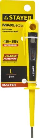 STAYER "MASTER". Пробник напряжения с цельнолитым диэлектрическим корпусом, 120-250В, 150мм 45280 купить в Губкинске
