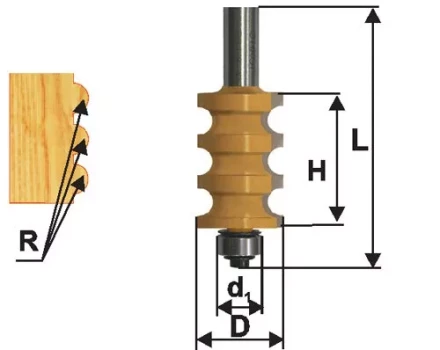Фреза кромочная фигурная Ф223Х254 мм R32 мм хвостовик 12 мм 46427 купить в Губкинске