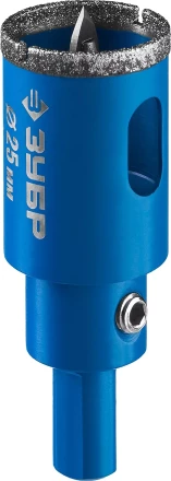 Коронка ЗУБР алмазная в сборе по кафелю, керамике с центрирующим сверлом и имбусовым ключом, зерно 60, 25мм 29850-25 купить в Губкинске