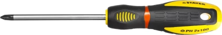 Отвертка STAYER "PROFI" "PROTech", двухкомп рукоятка, намагниченная, Cr-Mo, PH2x100мм 25132-2-10_z02 купить в Губкинске