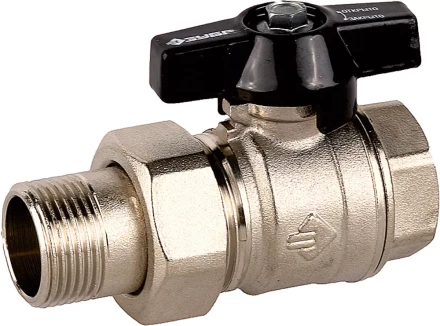 Кран шаровой ЗУБР полнопроходной с накидной гайкой &amp;quot;мама-папа&amp;quot;, бабочка, никелированная латунь, 3/4&amp;quot; 4-51327-C-3/4 купить в Губкинске