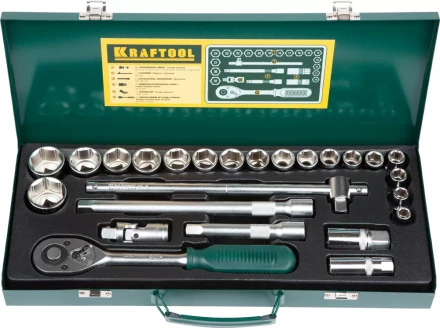 Набор торцовых головок KRAFTOOL &quot;INDUSTRIE QUALITAT&quot; (1/2&quot;) универсальный, Cr-V, металлический кейс, 25 предметов 27892-H25_z01 купить в Губкинске