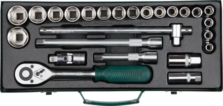 Набор торцовых головок KRAFTOOL &quot;INDUSTRIE QUALITAT&quot; (1/2&quot;) универсальный, Cr-V, металлический кейс, 25 предметов 27892-H25_z01 купить в Губкинске